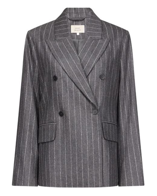 Loulou de Saison Kalen ストライプ ダブルジャケット Gray