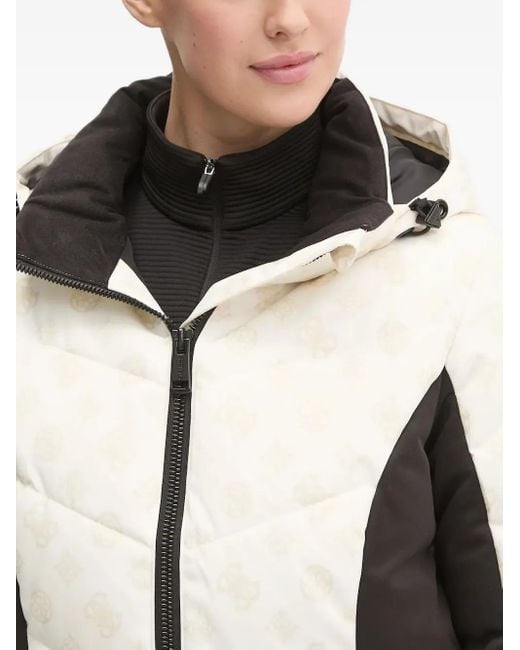 Guess Gewatteerd Ski-Jack Met Logoprint in het White