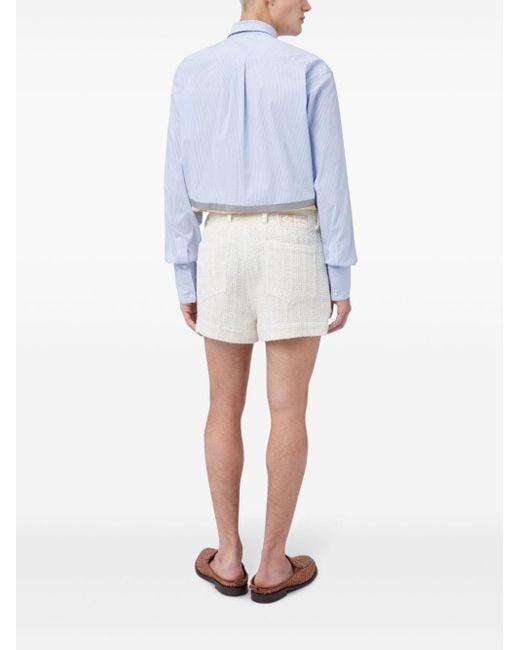 Gcds White Sequin-embellished Tweed Shorts