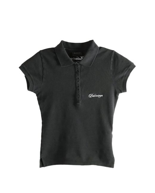 Balenciaga Black Buttoned Polo Top