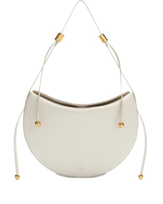 Furla White Kleine Moonstone Schultertasche mit verstellbarem Riemen