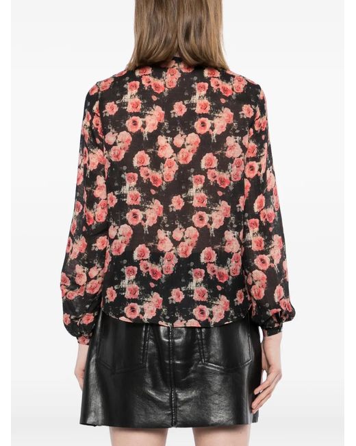 R13 Black Shrunken Pleated Blouse