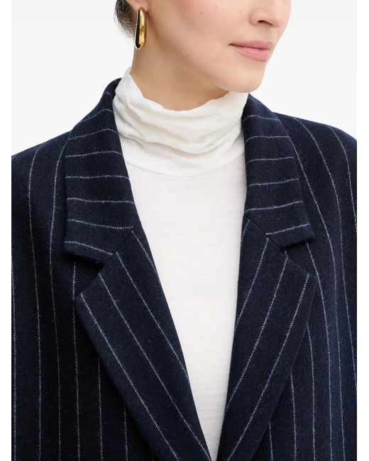 Liviana Conti Blue Richard Pinstripe Button Coat