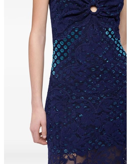 Rabanne Blue Trompe-L'Œil Lace Dress