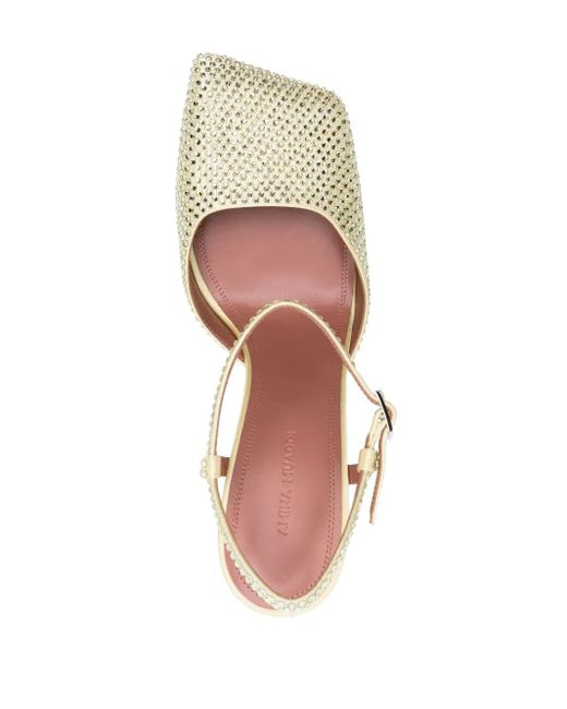 AMINA MUADDI White Charlotte 95Mm Crystal-Embellished Pumps