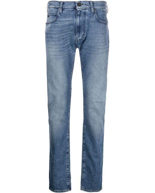 Emporio Armani Blue Low-rise Slim Fit Jeans for men
