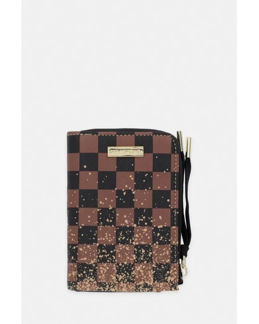 Sprayground Black Checkerboard-Print Shark-Embossed Wallet