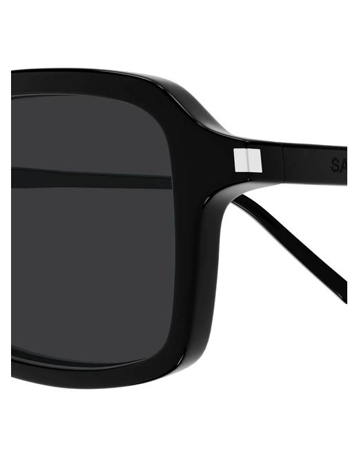 Saint Laurent Black Rectangle-Frame Sunglasses for men