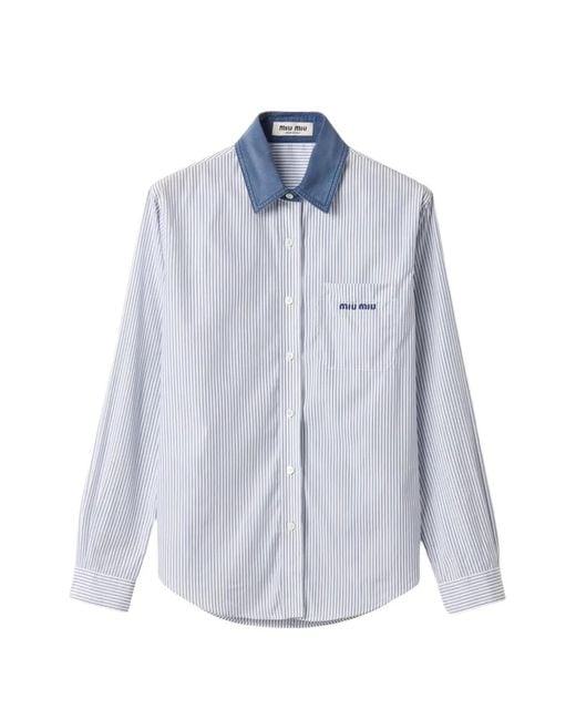 Miu Miu Blue Striped Poplin Shirt