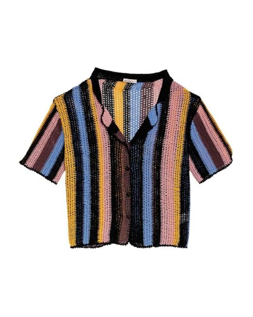 Agua Bendita Blue Axel Stripe Crochet Shirt