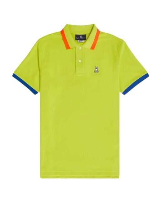 Polo Hayfield Con Colletto A Contrasto di Psycho Bunny in Yellow da Uomo