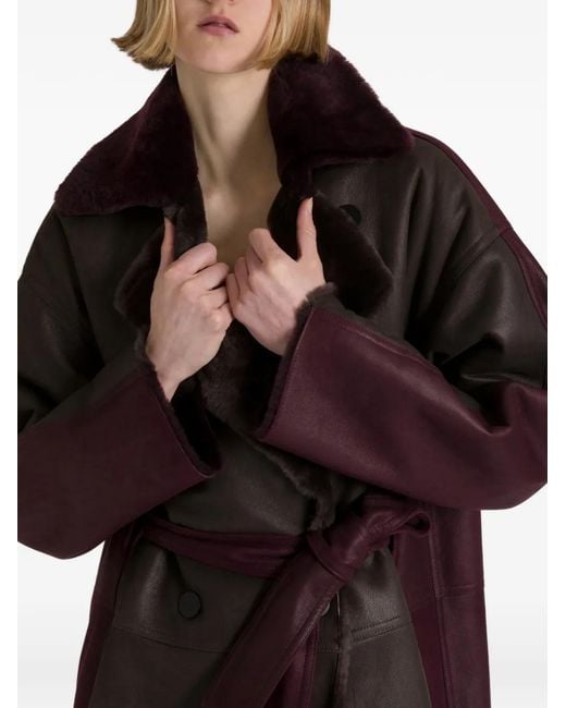 Alberta Ferretti Black Belted Leather Coat