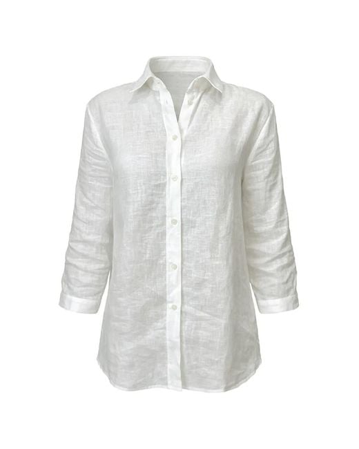 Marella White Button-Down Quarter-Sleeve Shirt