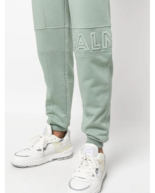 Balmain Green Logo-Embossed Track Pants for men