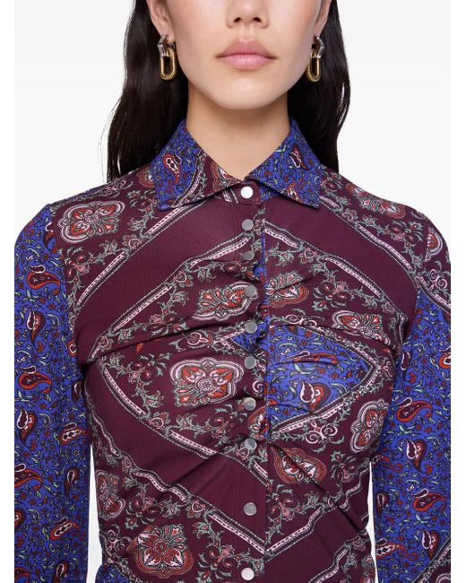 Rabanne Blue Paisley-Print Shirt