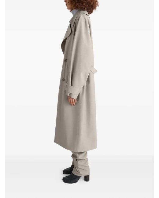 Lemaire Gray Double-Breasted Belted Trench Coat