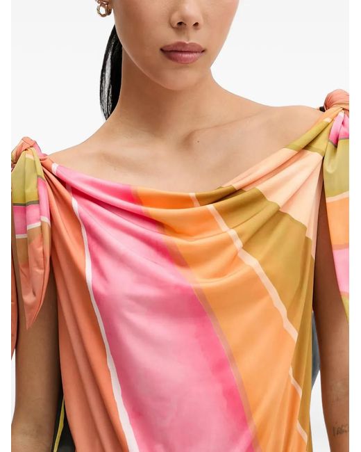 Never Fully Dressed Orange Abstract-Print Tie-Shoulder Mini Dress