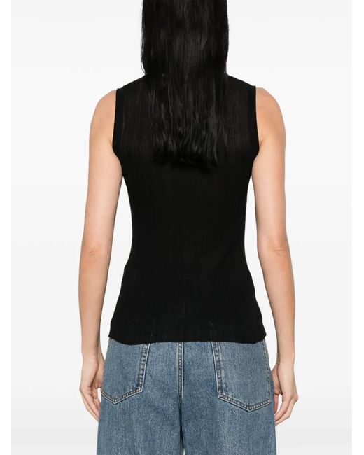 Nackiyé Black Ribbed Sheer Top