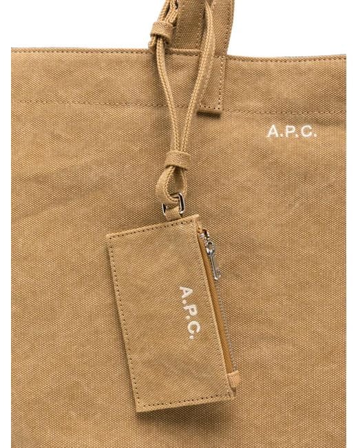 A.P.C. Natural Drummer Logo-Print Canvas Tote Bag