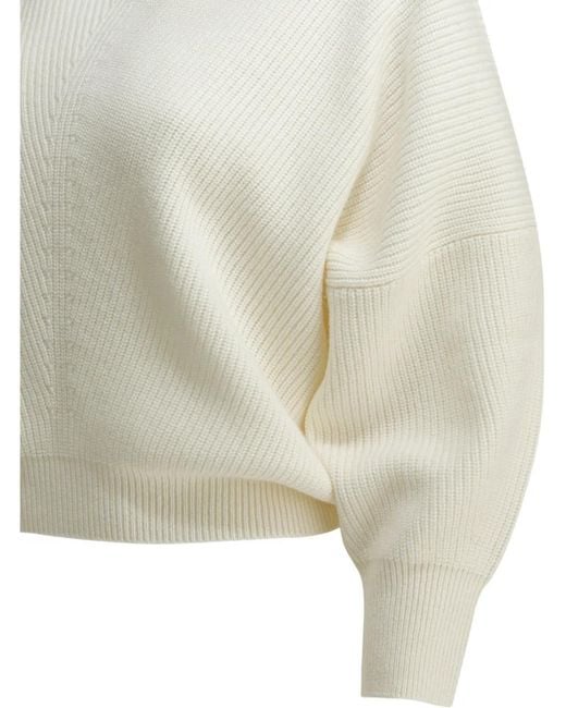 Sa Su Phi White Ribbed-Knit Cashmere Sweater