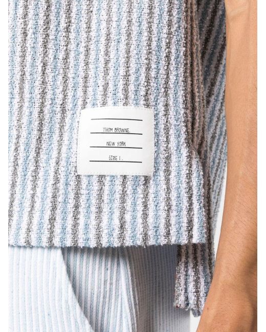 Thom Browne White Striped Ribbed-knit T-shirt for men
