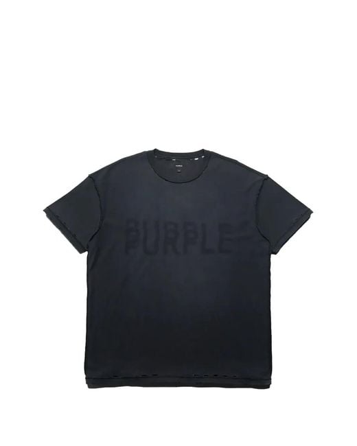 Purple Brand Blue Layered-Effect Logo-Print T-Shirt for men