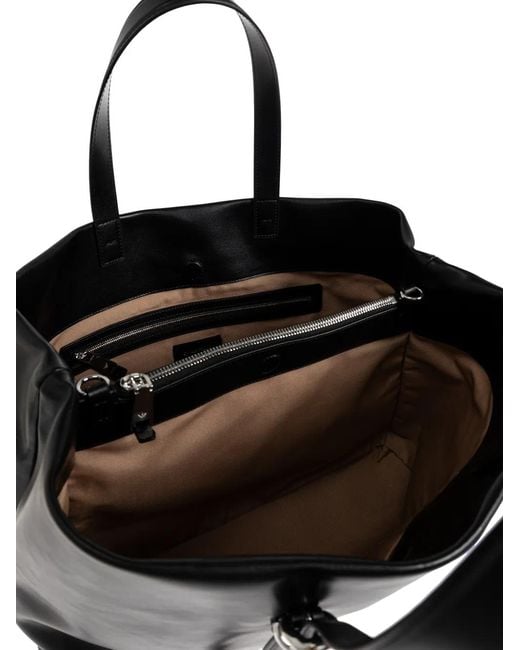 Emporio Armani Black Buckle Bovine Leather Tote Bag