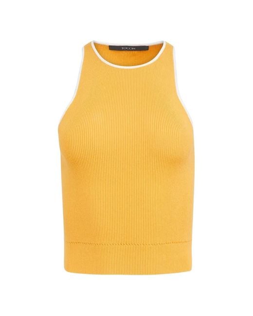 Toccin Yellow Avery Ribbed-Trim Tank Top