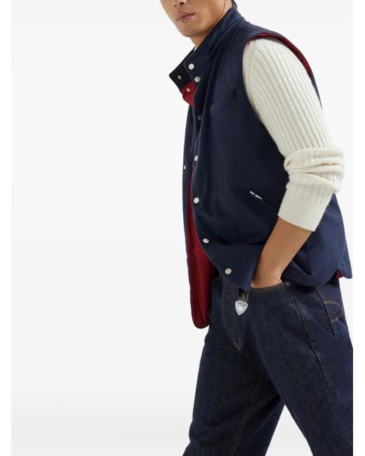 Brunello Cucinelli Blue Detachable-Hood Gilet for men