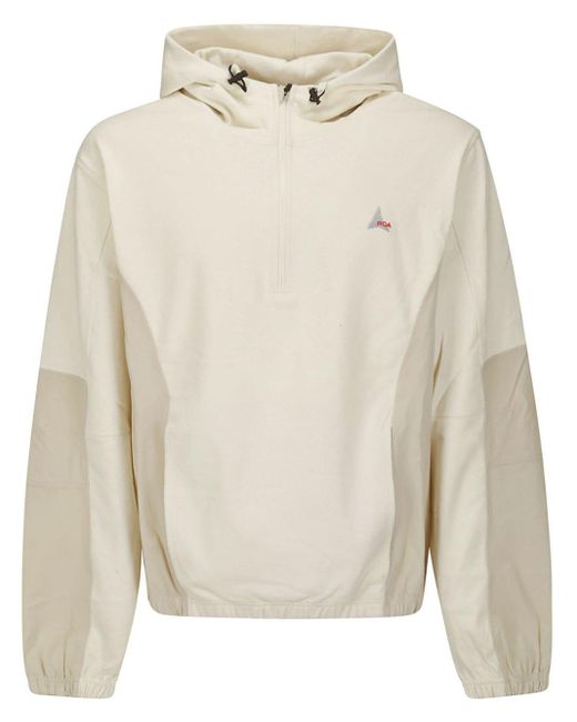 Roa White Panelled Cotton Hoodie for men
