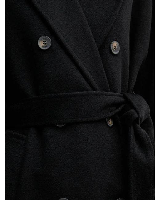 DKNY Black Double-Breasted Belted Coat