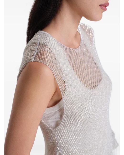 Twp Gray Chloe Beaded Mesh Top