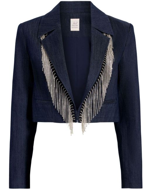 Cinq À Sept Blue Dara Embellished Cropped Jacket