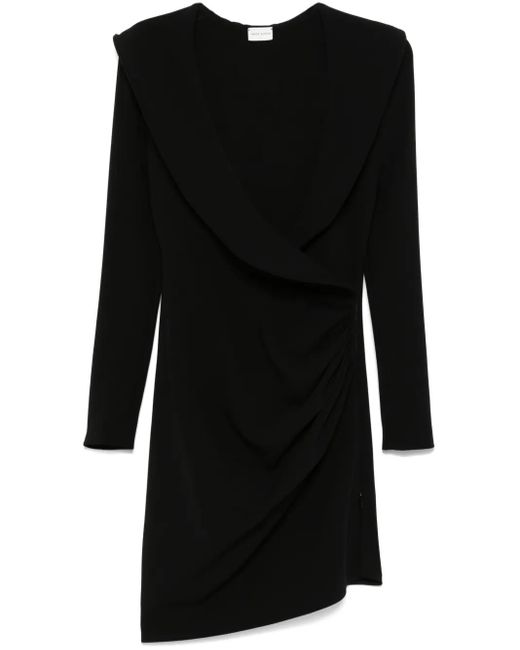 Magda Butrym Black Wrap-Design Mini Dress
