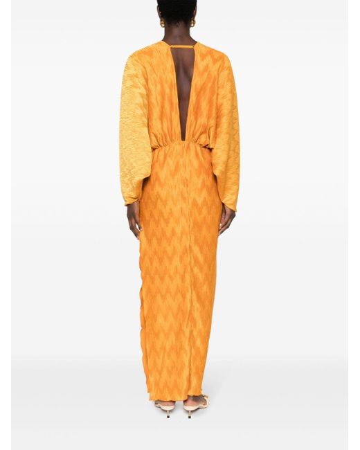 L'idée Orange Riviera Chevron Gown Dress