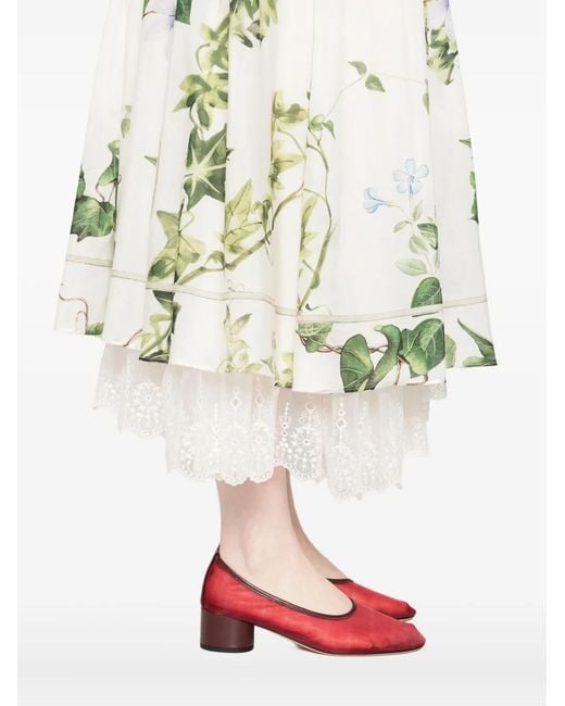 Alice + Olivia White Floral-Print Tie-Shoulder Dress