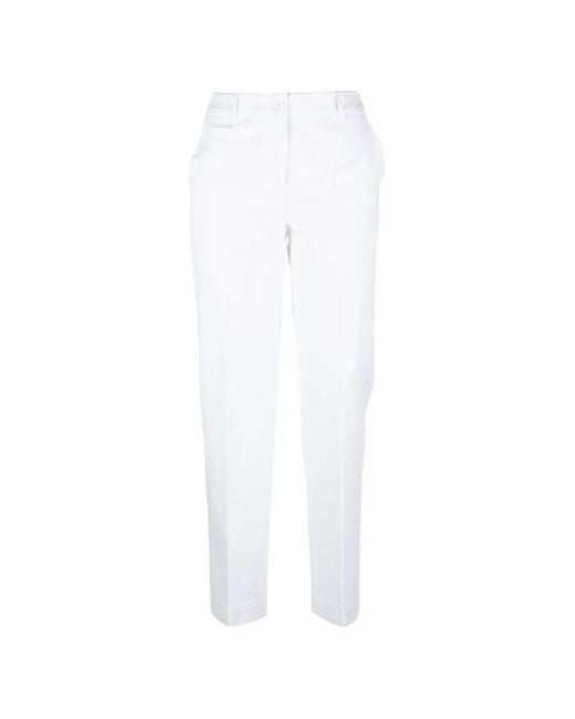 Via Masini 80 White Button Trousers