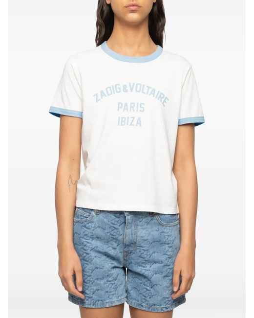 Zadig & Voltaire Blue Woos Logo-Print Ringer T-Shirt