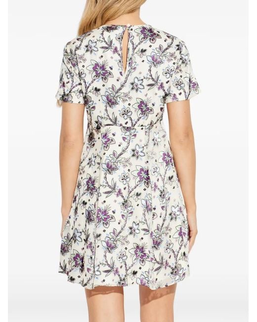 Kate Spade White Floral-Pattern Short-Sleeve Dress