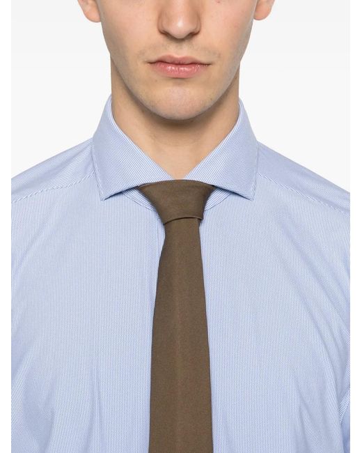 Dell'Oglio White Buttoned Striped Shirt for men