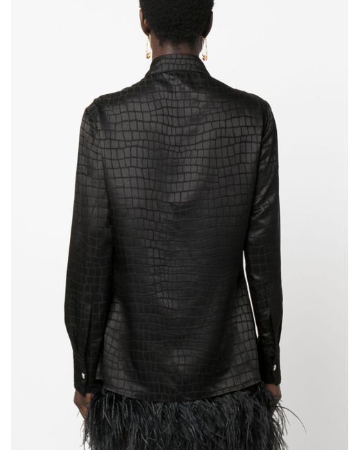 Versace Black Croc-devoré Button-down Shirt