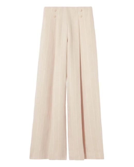 Claudie Pierlot Natural Wide Tailored Linen-Blend Trousers
