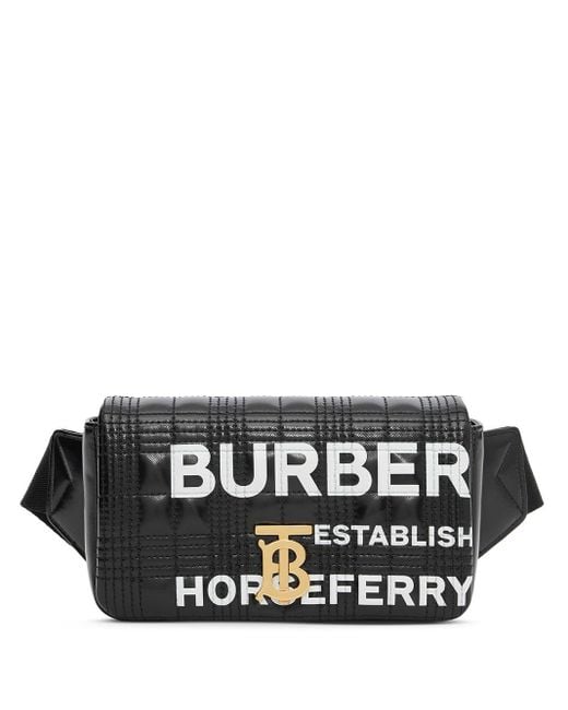 Burberry Horseferry Print Quilted Lola Belt Bag in Black