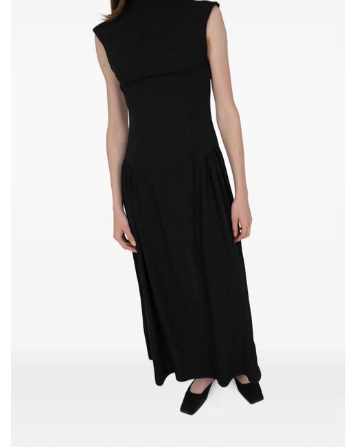 RAQUETTE Black High-Neck Midi Dress