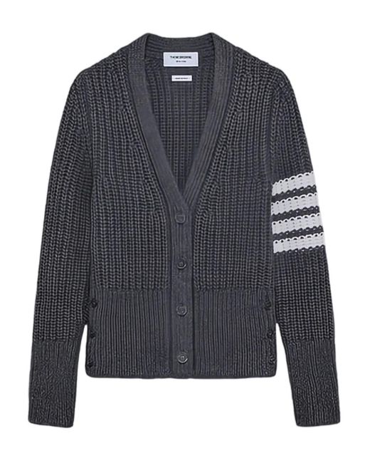 Cárdigan con rayas 4-Bar y cuello en V Thom Browne de color Gray