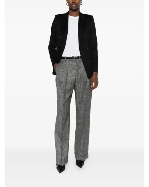 Berwich Gray Pleated Checked Trousers