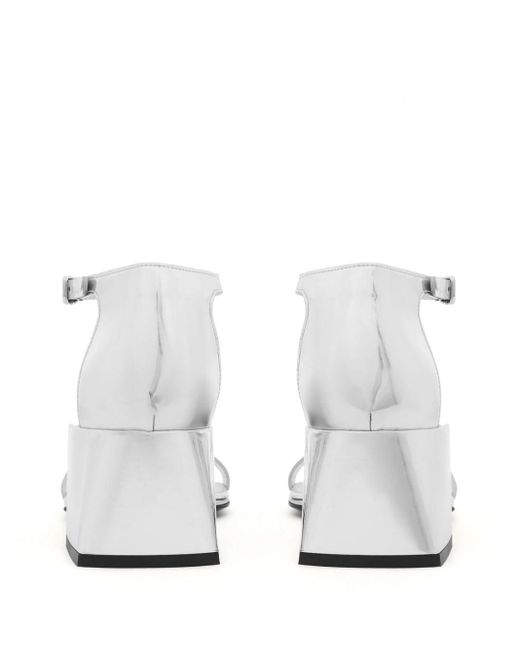 Courreges White Double Buckle Leather Sandals