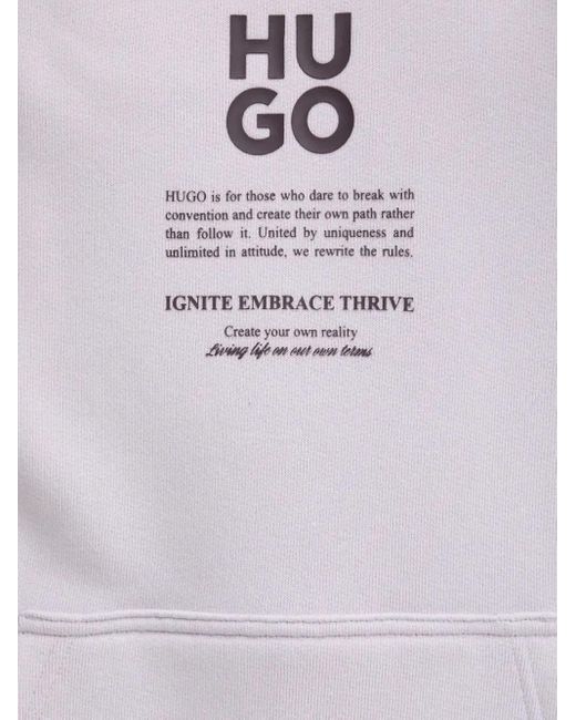 HUGO Gray Graphic Hoodie for men