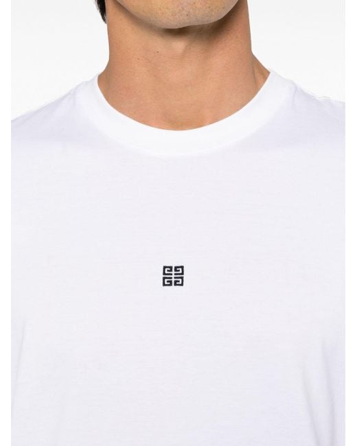 Givenchy White Logo-embroidered Cotton T-shirt for men