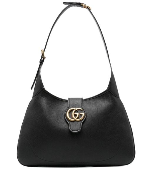 Gucci Black Aphrodite Medium Leather Shoulder Bag